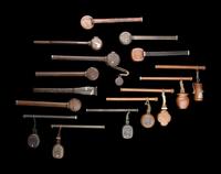 15 Japanese Silver Inlaid Bronze Portable Writing Sets, Yatate