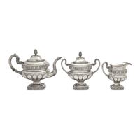 A Federal Three-Piece Silver Tea Service