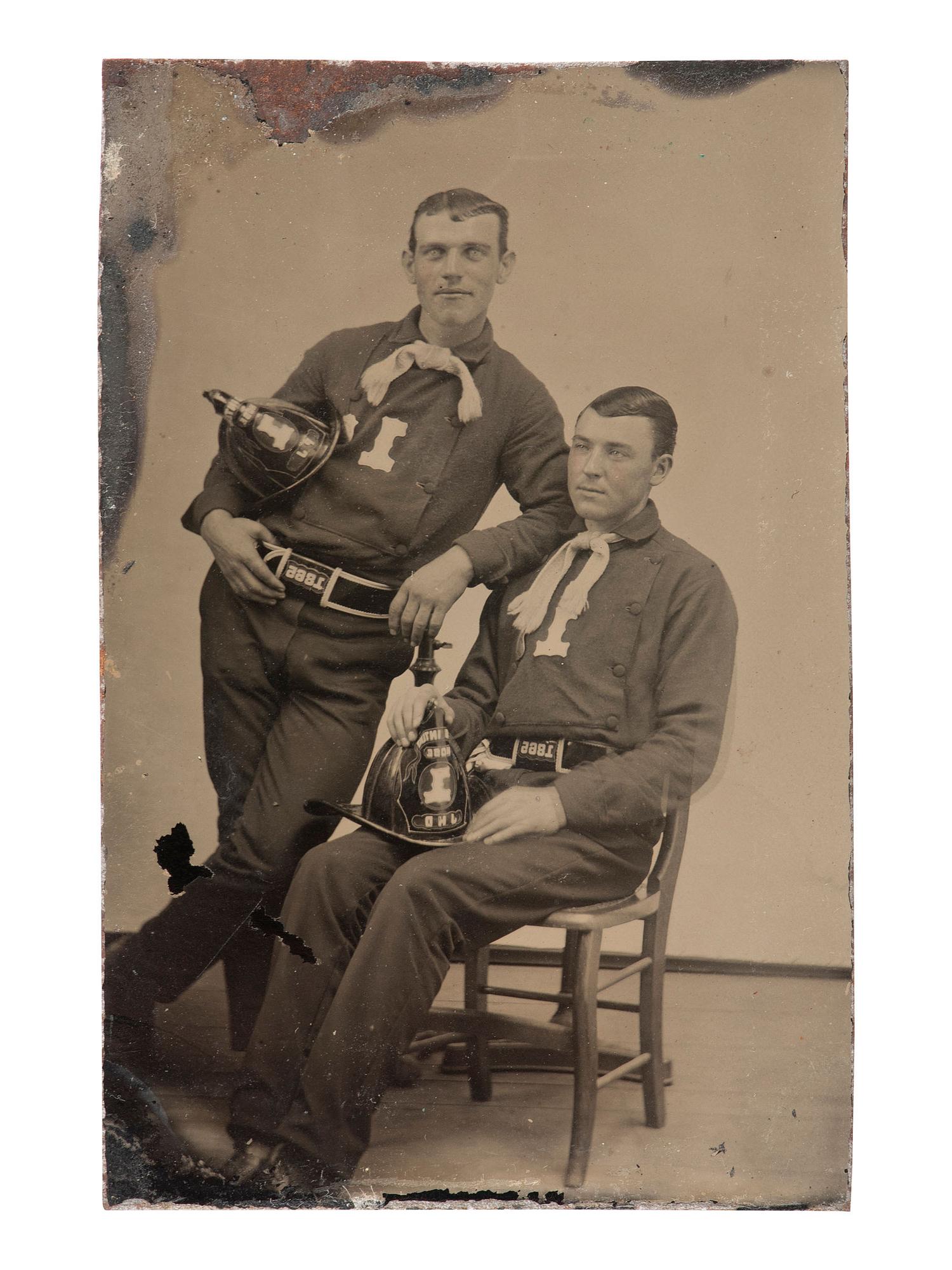 [EARLY PHOTOGRAPHY]. 8 occupational photographs, incl. firefighters and police officers.