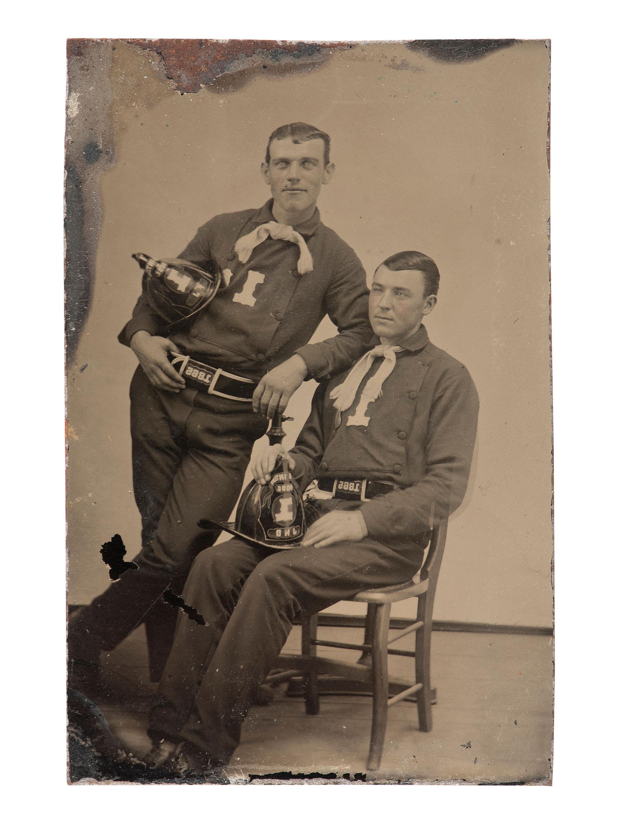[EARLY PHOTOGRAPHY]. 8 occupational photographs, incl. firefighters and police officers.