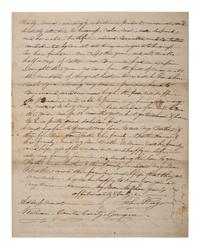 [SLAVERY & ABOLITION]. RAY, John (1792-1868). Autograph letter signed ("John Ray"), as Uncle to "William." Newnan, Coweta County, GA, 6 September 1860. 4 pages . Content on slavery and enslaved people.