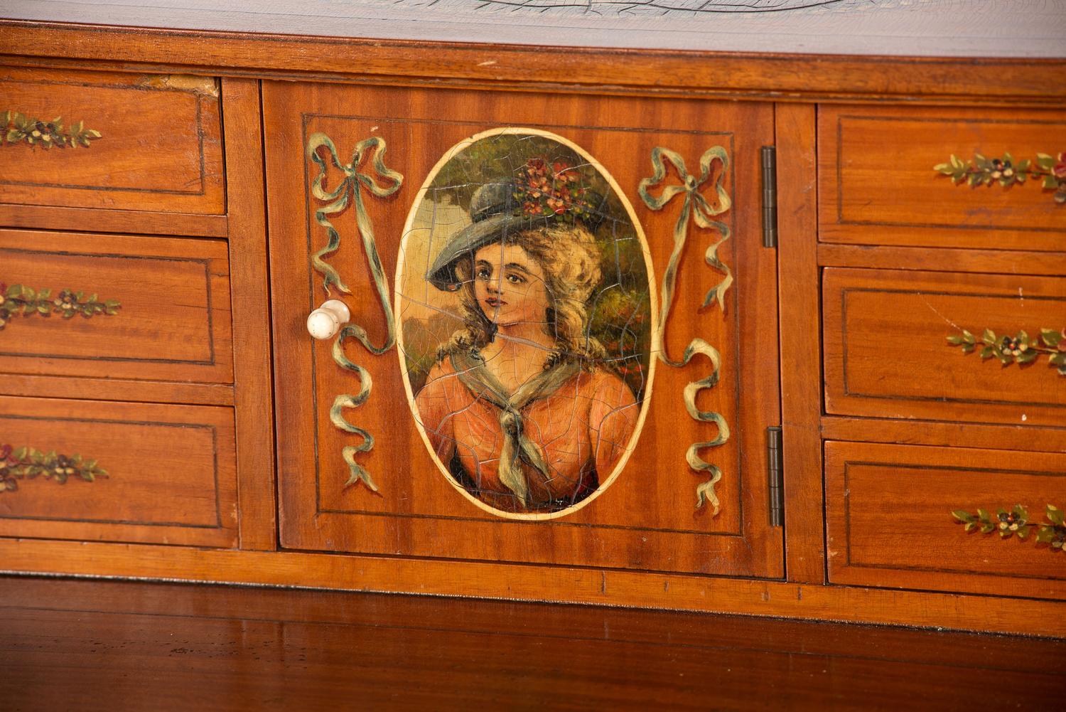 An Edwardian Style Painted Satinwood Carlton House Desk