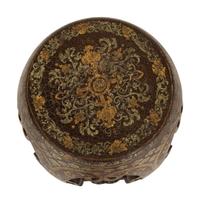 A Chinese Gilt and Black Lacquered Wood Garden Seat