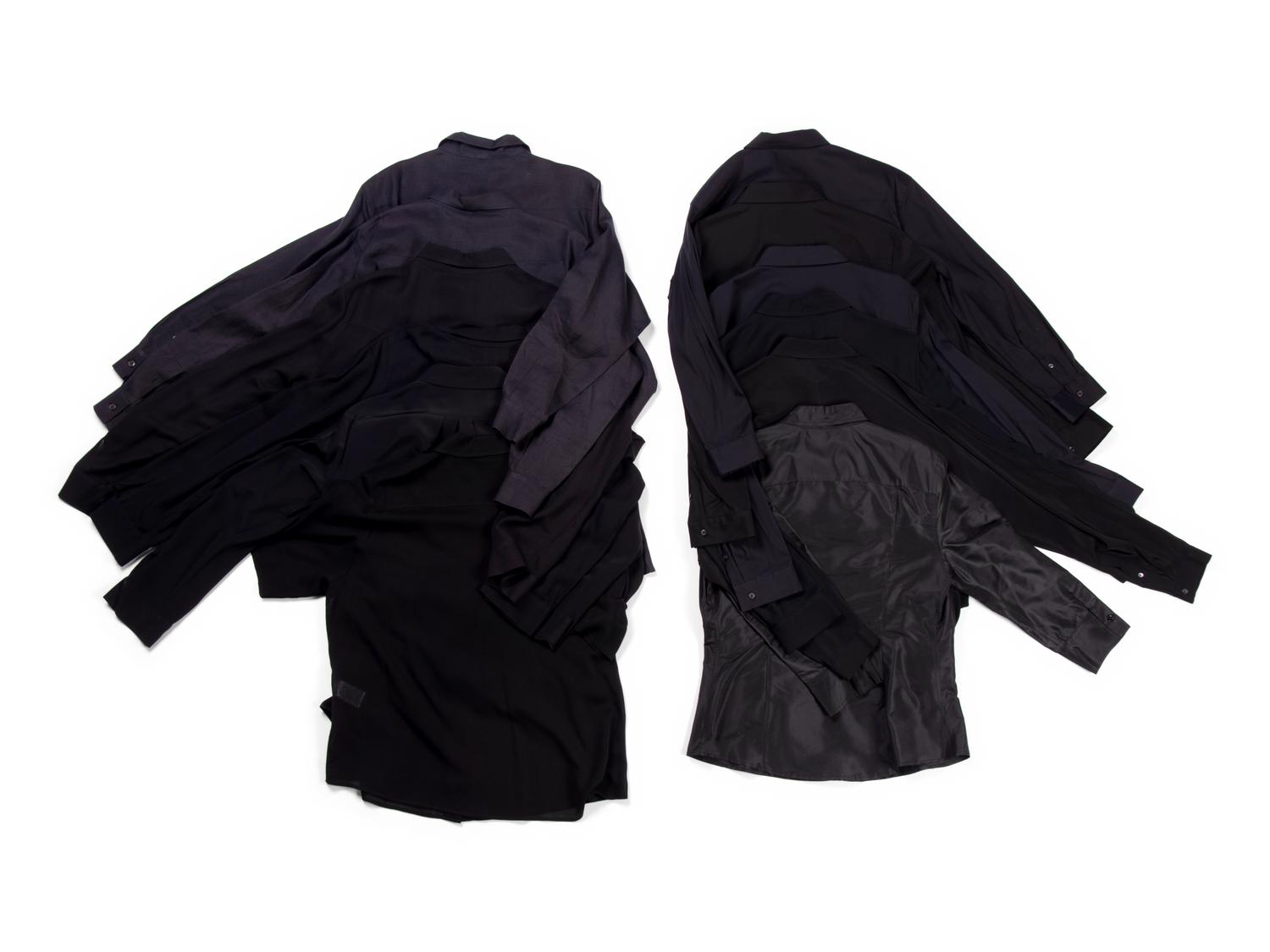 Twelve Designer Button Down Tops: One Carolina Herrera, One Vince, One Lanvin, Two Hermès, Three Prada, and Four The Row