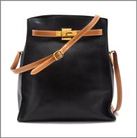 Hermès Black Leather Kelly Sport Bag, 30cm, 1986