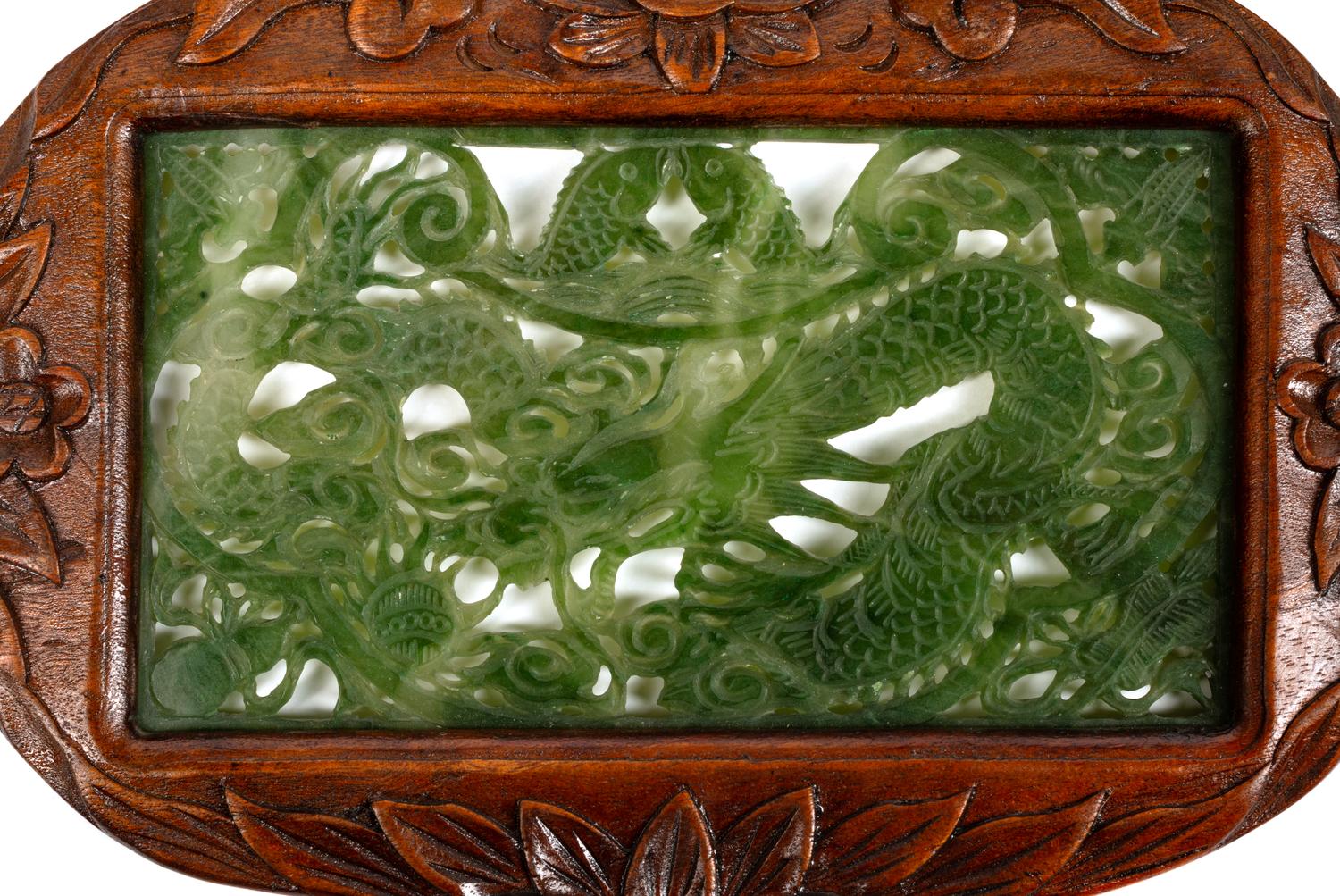 A Set of Four Chinese Export Framed Hardstone Plaques