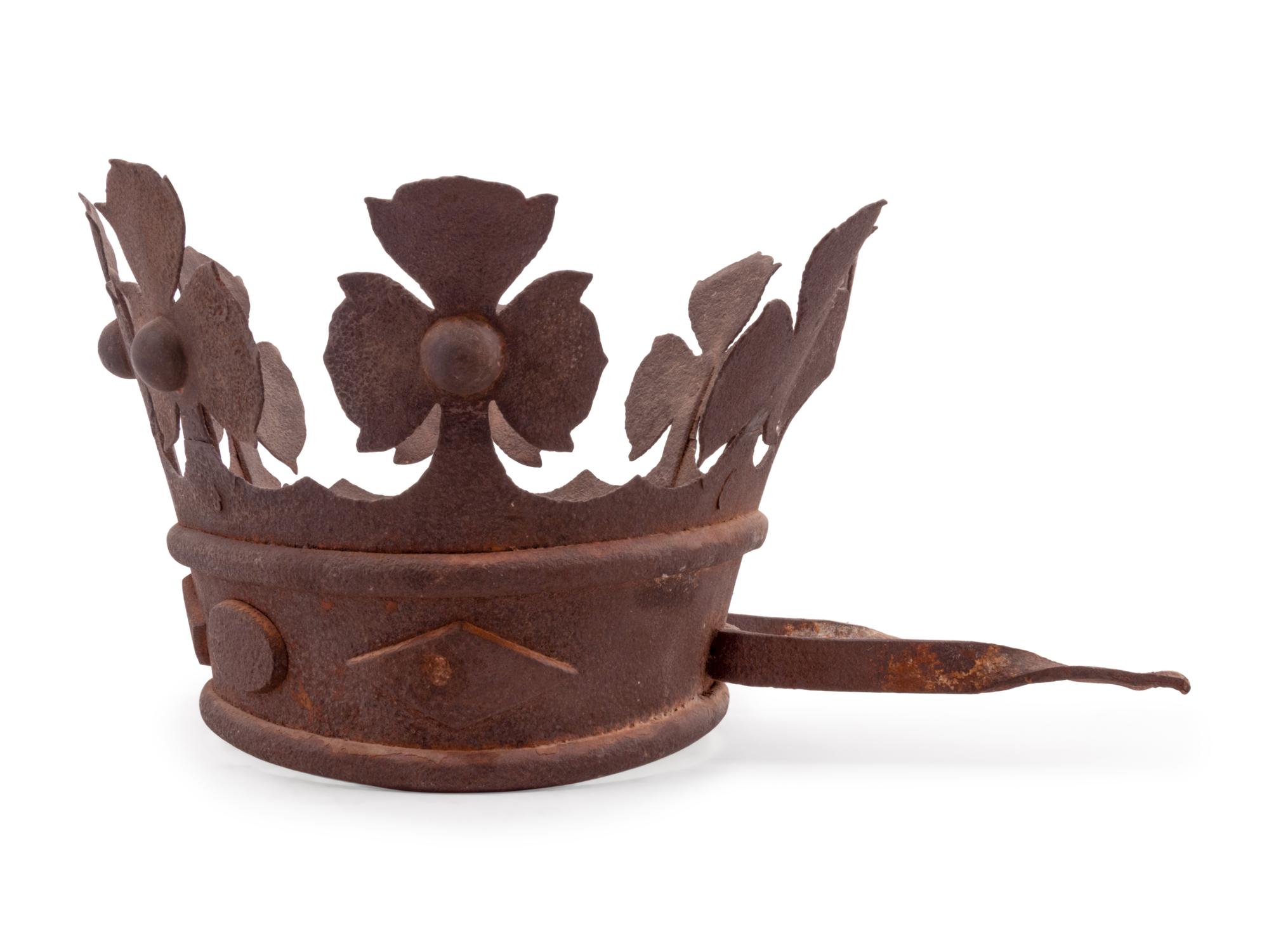 A Cast and Wrought Iron Crown-Form Wall Ornament