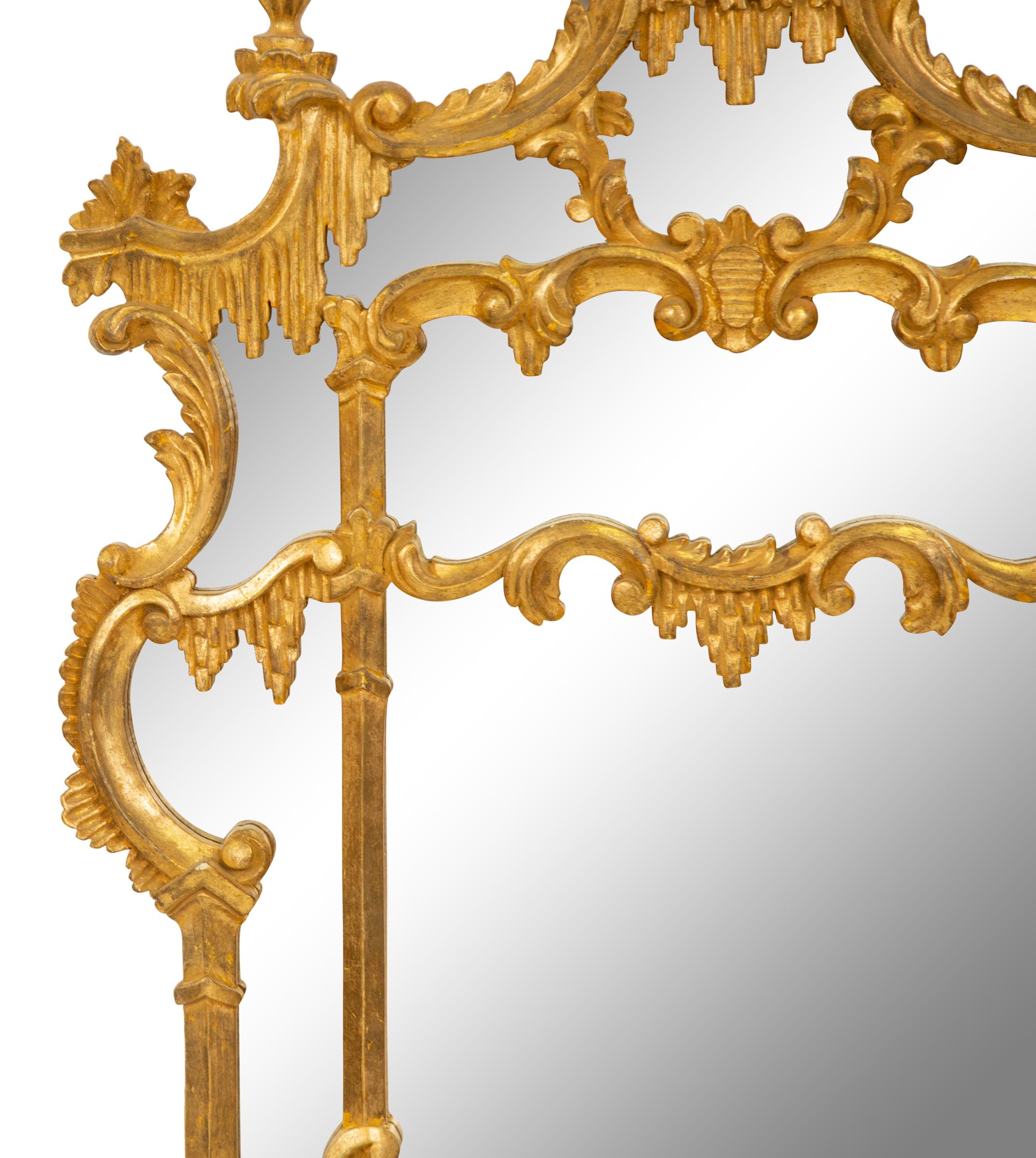 A Chinese Chippendale Style Giltwood Mirror