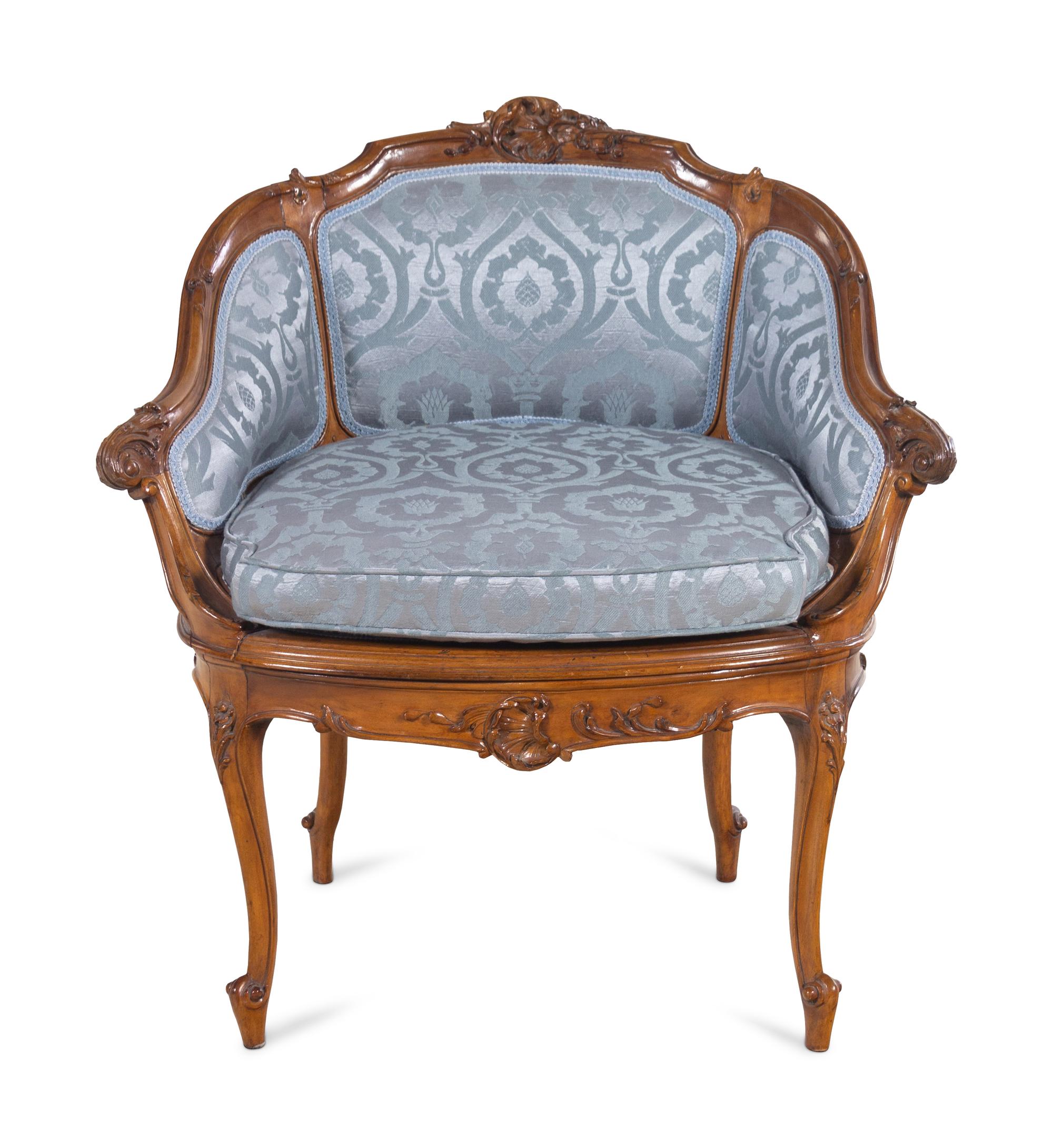 A Louis XV Style Walnut Bergère de Bureau