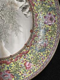 A Chinese enameled eggshell porcelain "Winter Landscape" dish, signed Yu Wenxiang, and a vase 薄胎瓷盘及人物画瓷瓶 20th century ????
