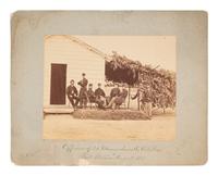 [CIVIL WAR]. [SMITH, William Morris, photographer]. Large format photograph of officers of Companies F and K, 3rd Regiment Massachusetts Artillery, at Fort Stevens. Washington, DC, August 1865.