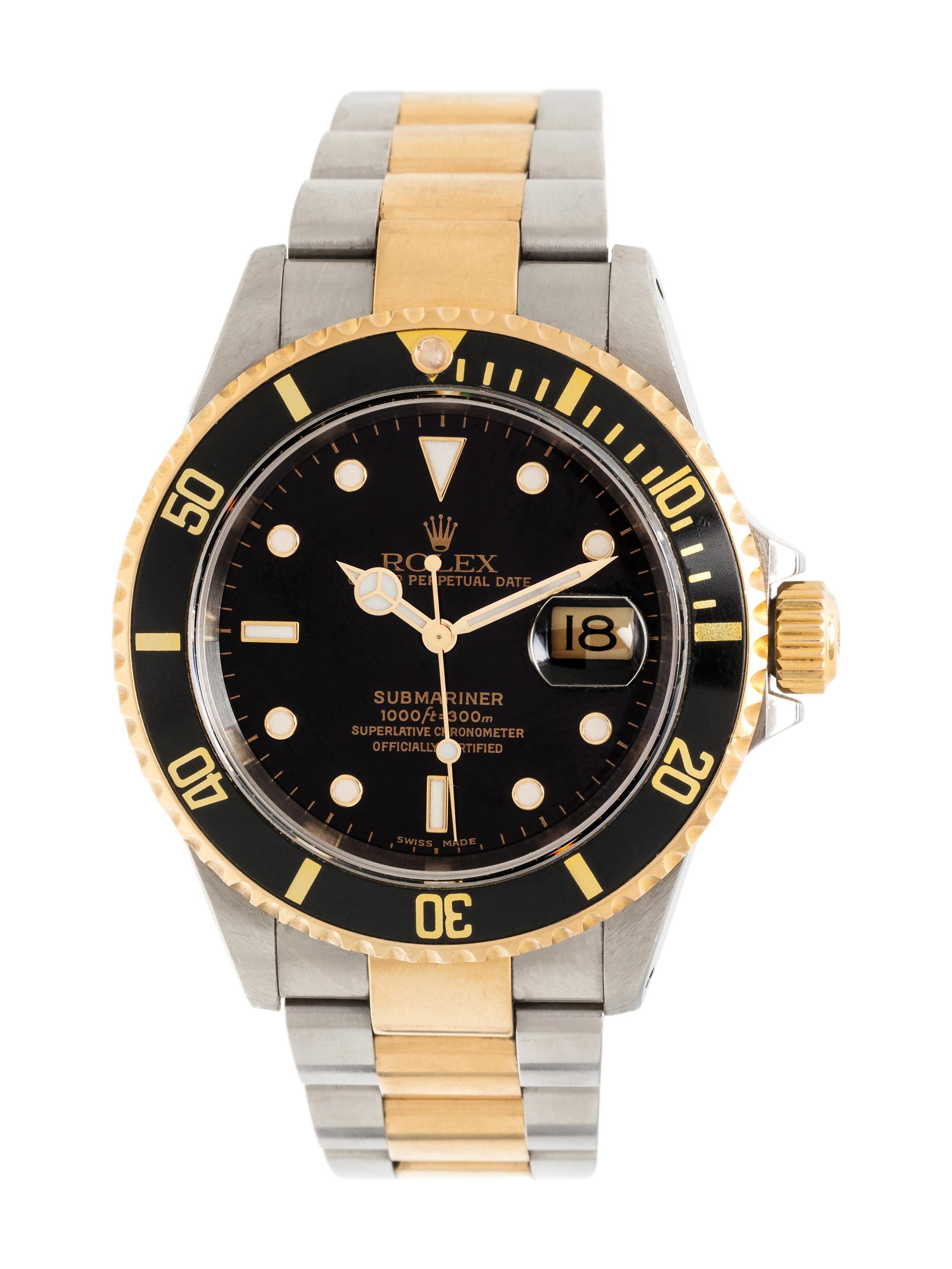 ROLEX, REF. 16613 STAINLESS STEEL AND 18K YELLOW GOLD 'OYSTER PERPETUAL DATE SUBMARINER' WRISTWATCH, CIRCA 1999