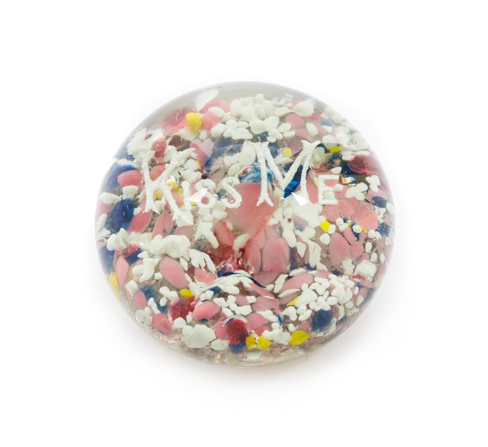 An Antique American Frit Motto Paperweight Diameter 3 inches