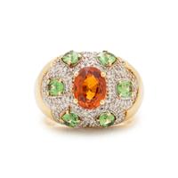 ORANGE GARNET, PERIDOT AND DIAMOND RING