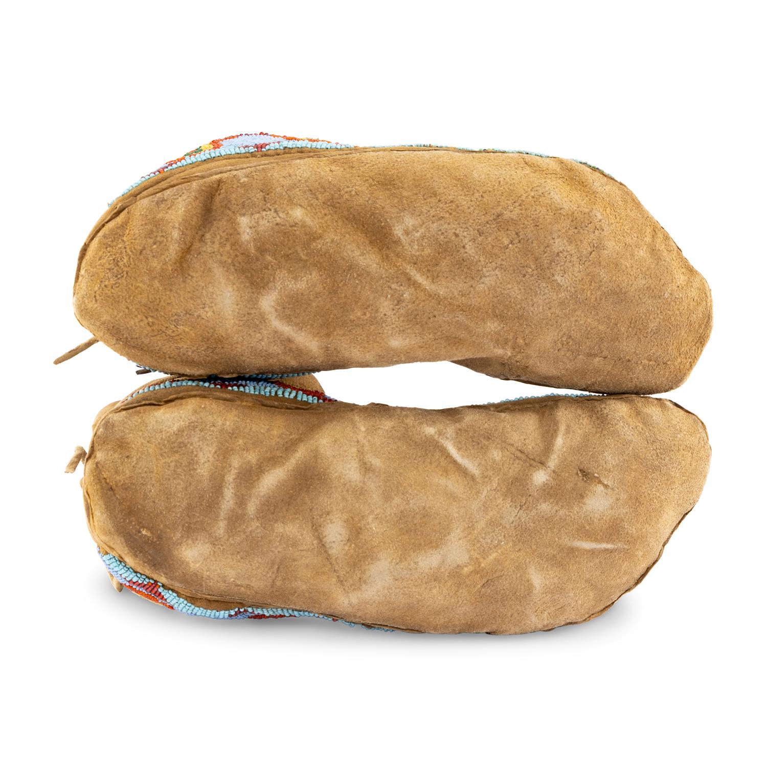 Blackfeet Beaded Hide Moccasins, with High Cuffs