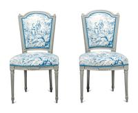 A Pair of Louis XVI Grey-Painted Chaises