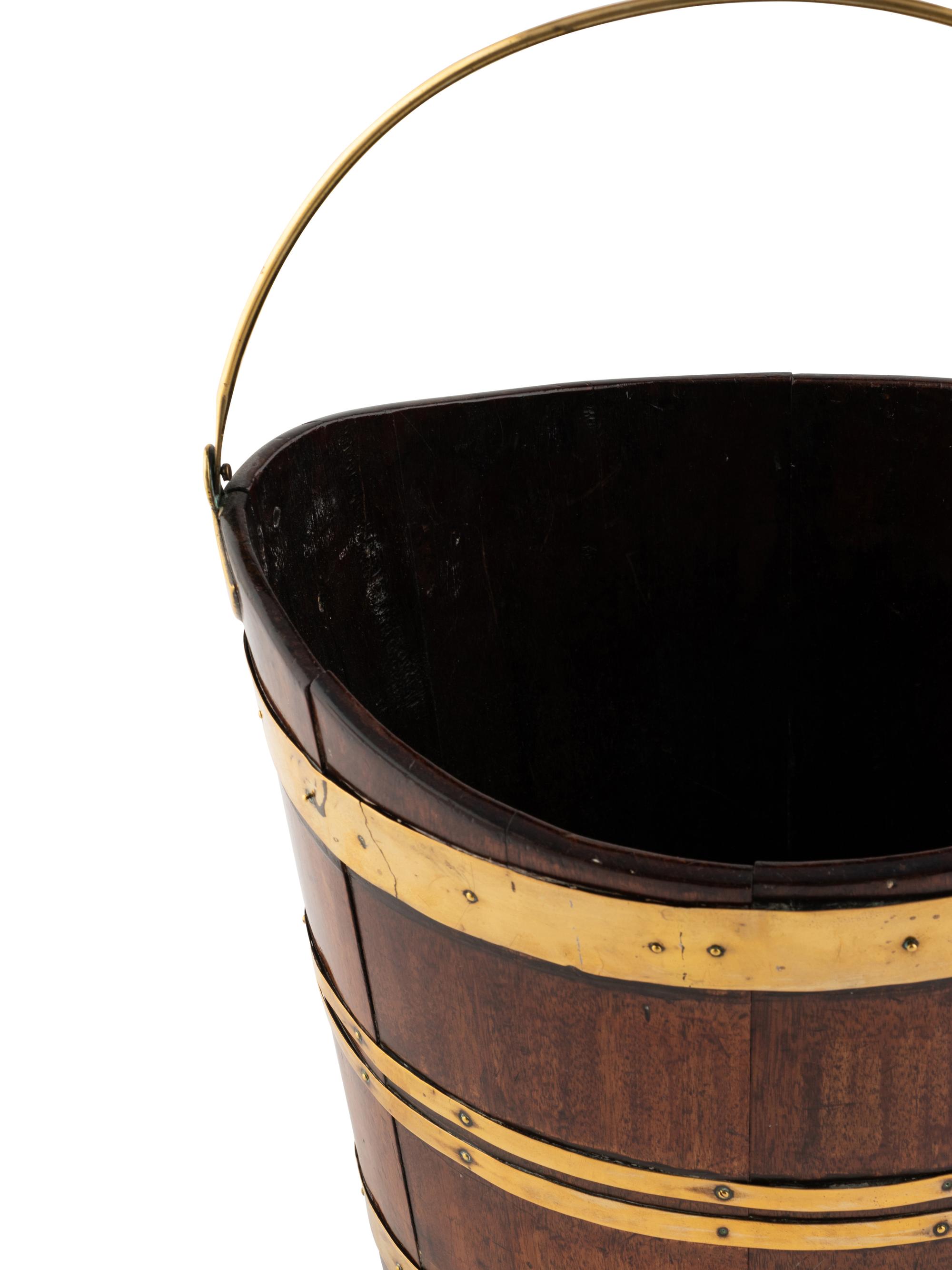 An English Oak and Brass Banded Peat Bucket