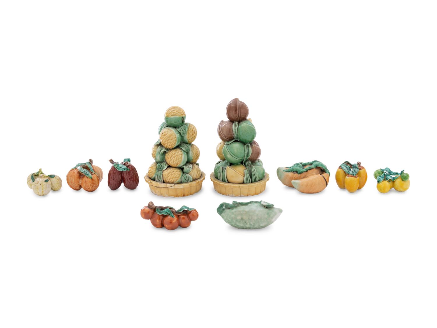 Ten Chinese Sancai Glazed Porcelain Model of Fruits