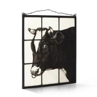 A Stained Glass Trade Sign with Cow