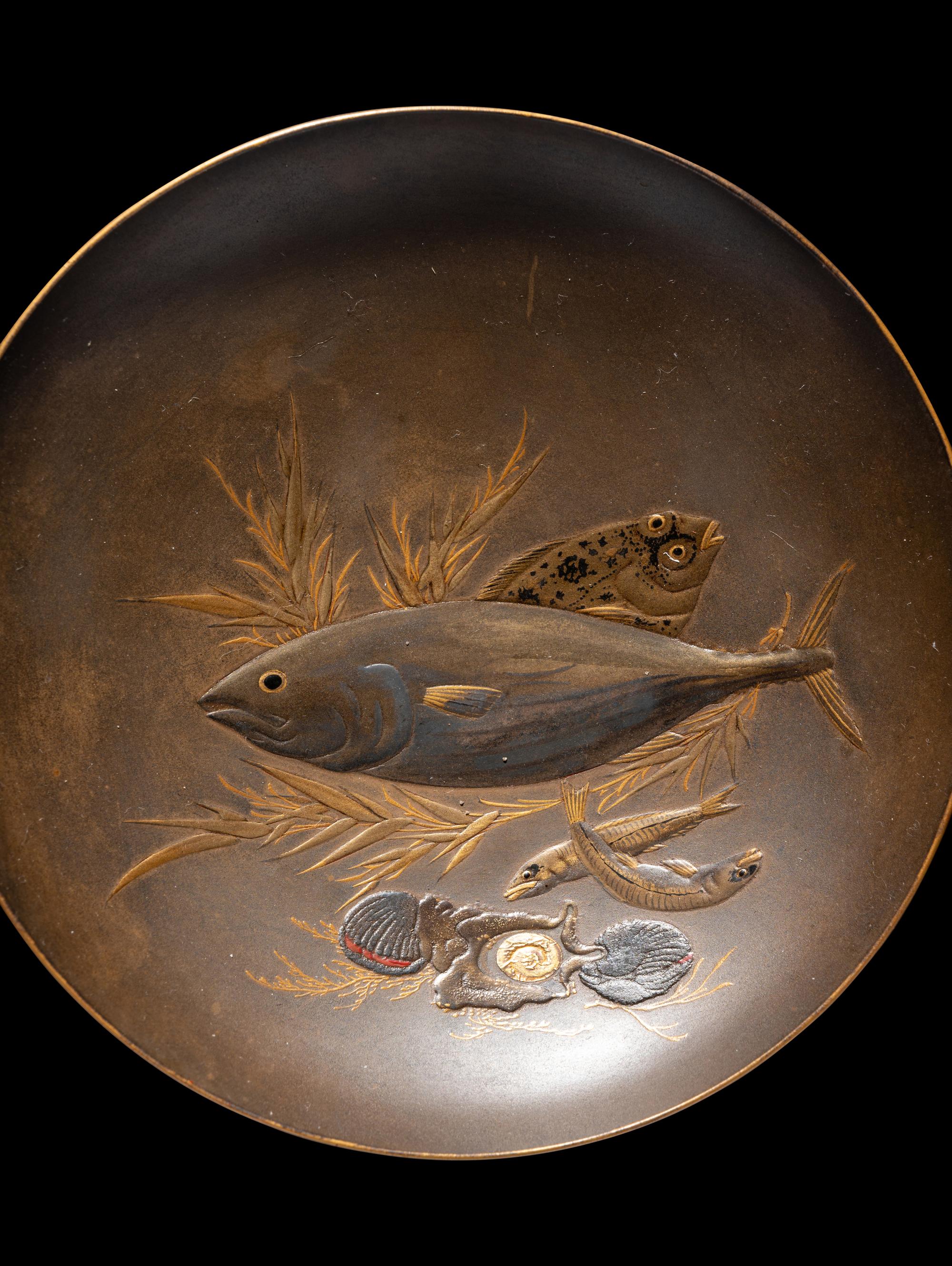 Three Japanese Lacquer 'Fish' Dishes