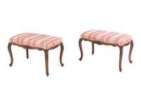 A Pair of Louis XV Style Walnut Banquettes