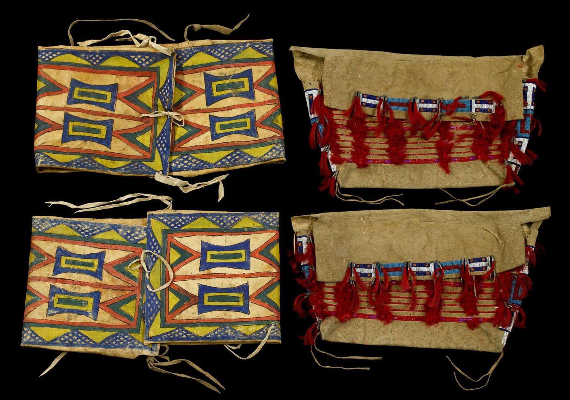 Pair of large Sioux painted parfleche envelopes early 20th century