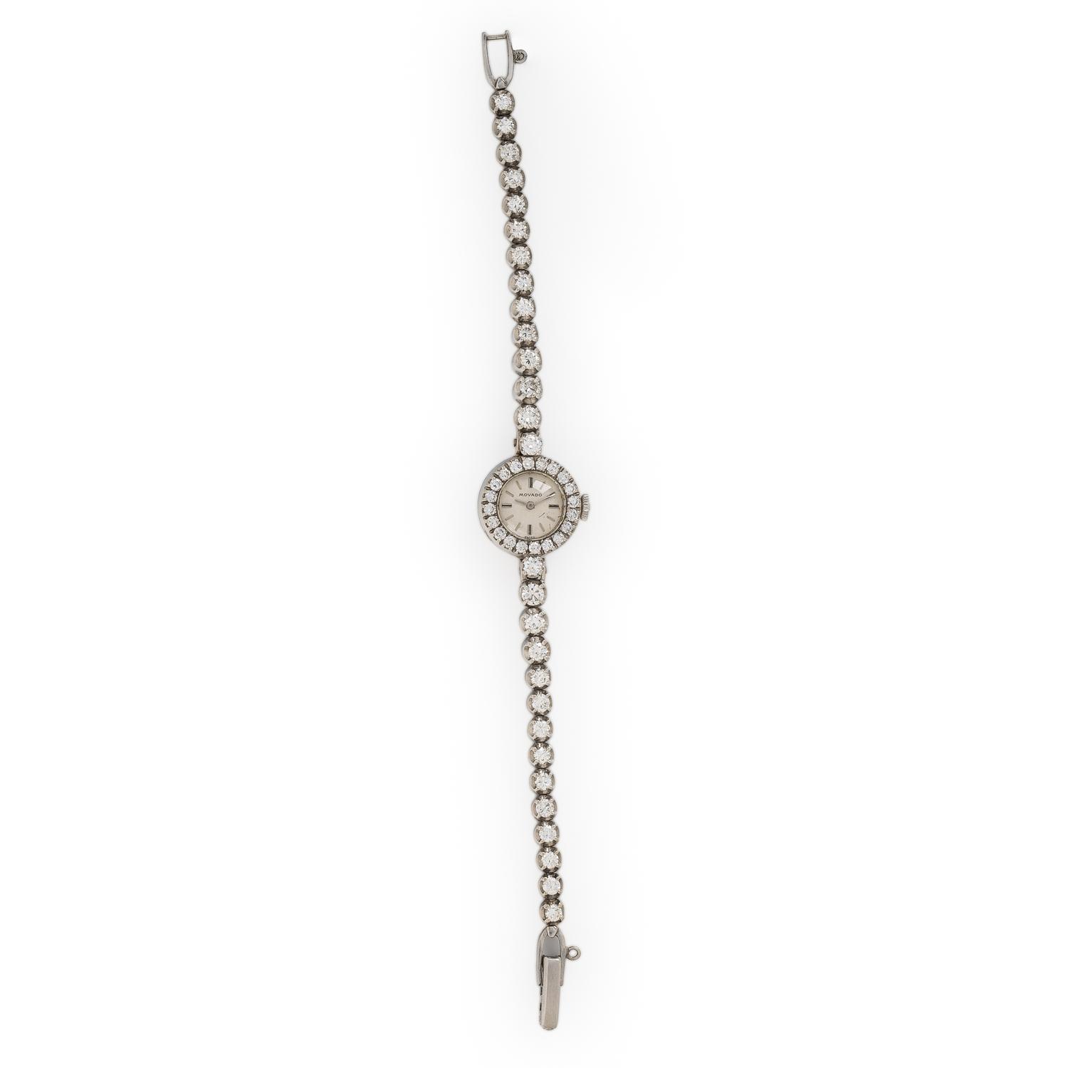 Movado, Diamond and 14K White Gold Watch