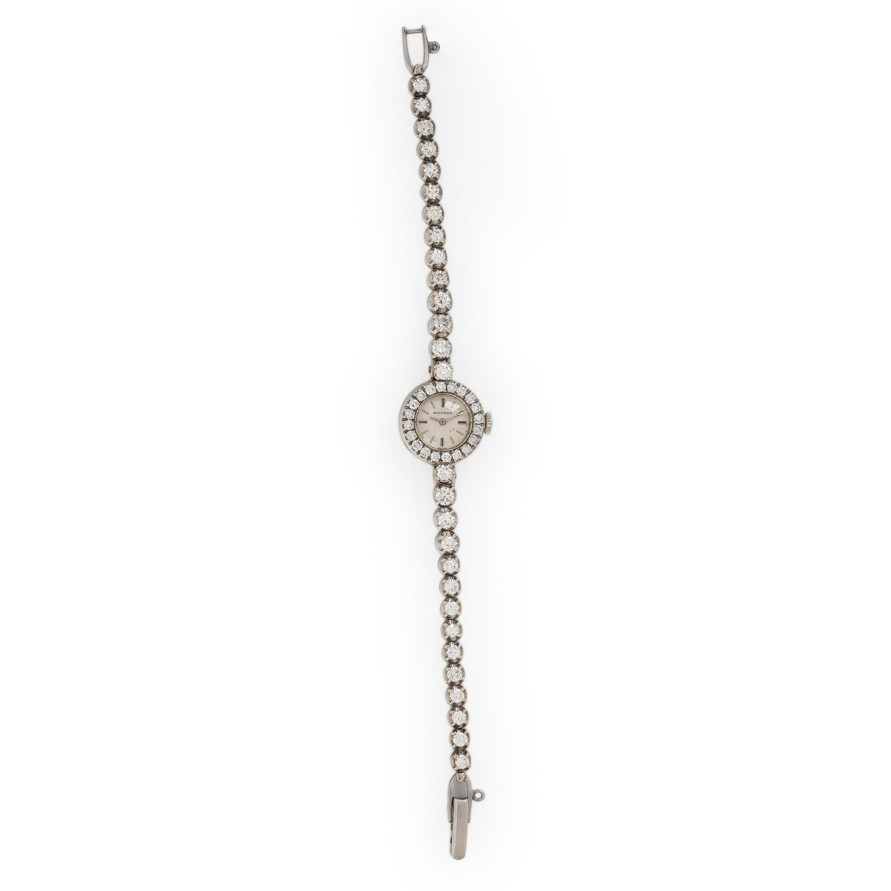 Movado, Diamond and 14K White Gold Watch