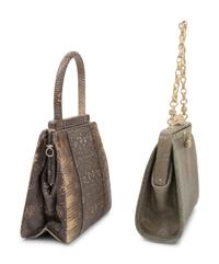 Two Ring Lizard Skin Handbags: One Judith Leiber, One Kieselstein-Cord