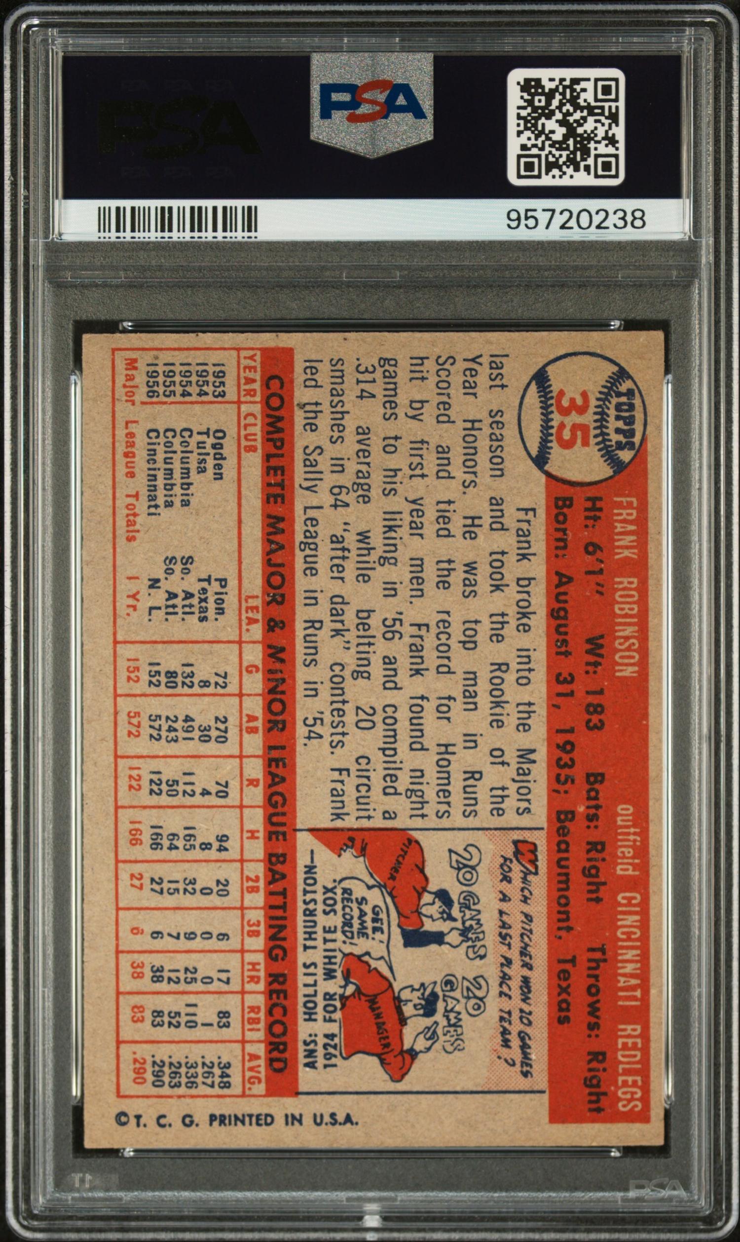 A 1957 Topps Frank Robinson Rookie Baseball Card No. 35 (PSA 6 EX-MT)