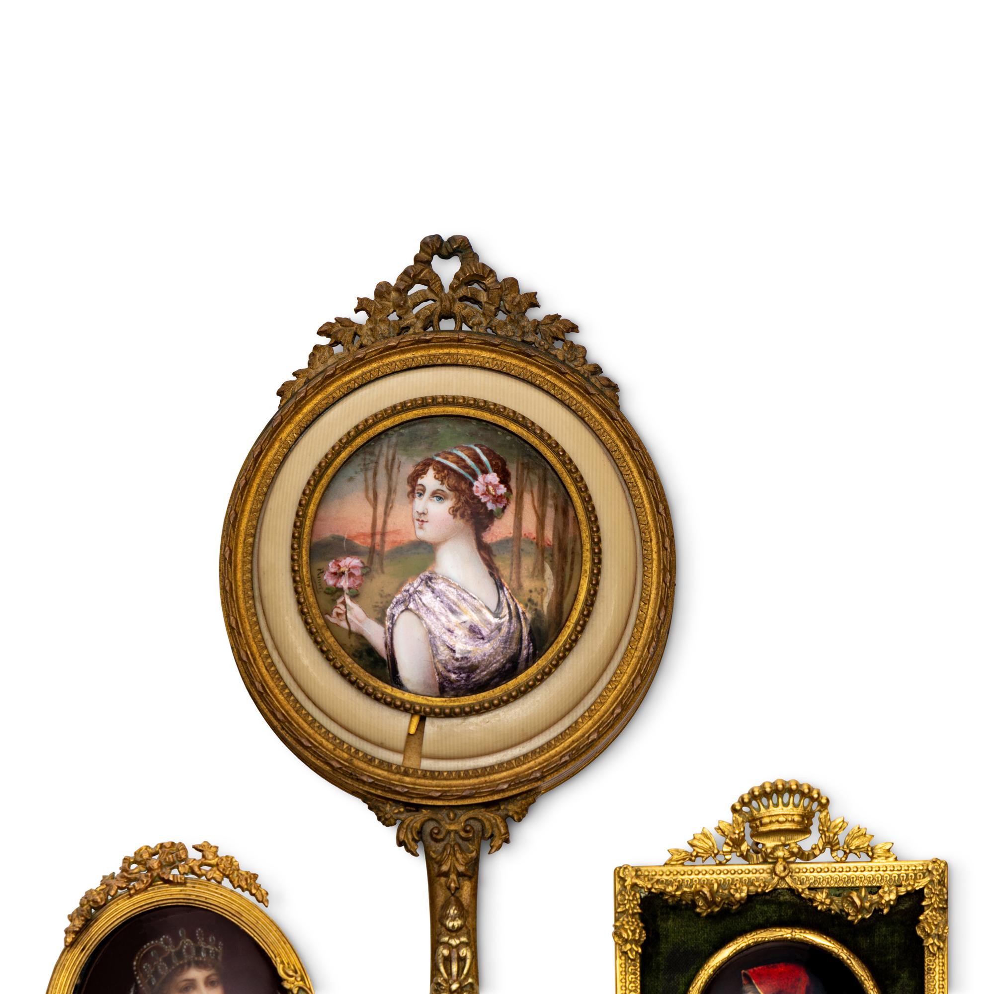 Three Continental Enamel Portrait Plaques