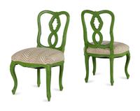 A Pair of Venetian Style Green-Painted Side Chairs