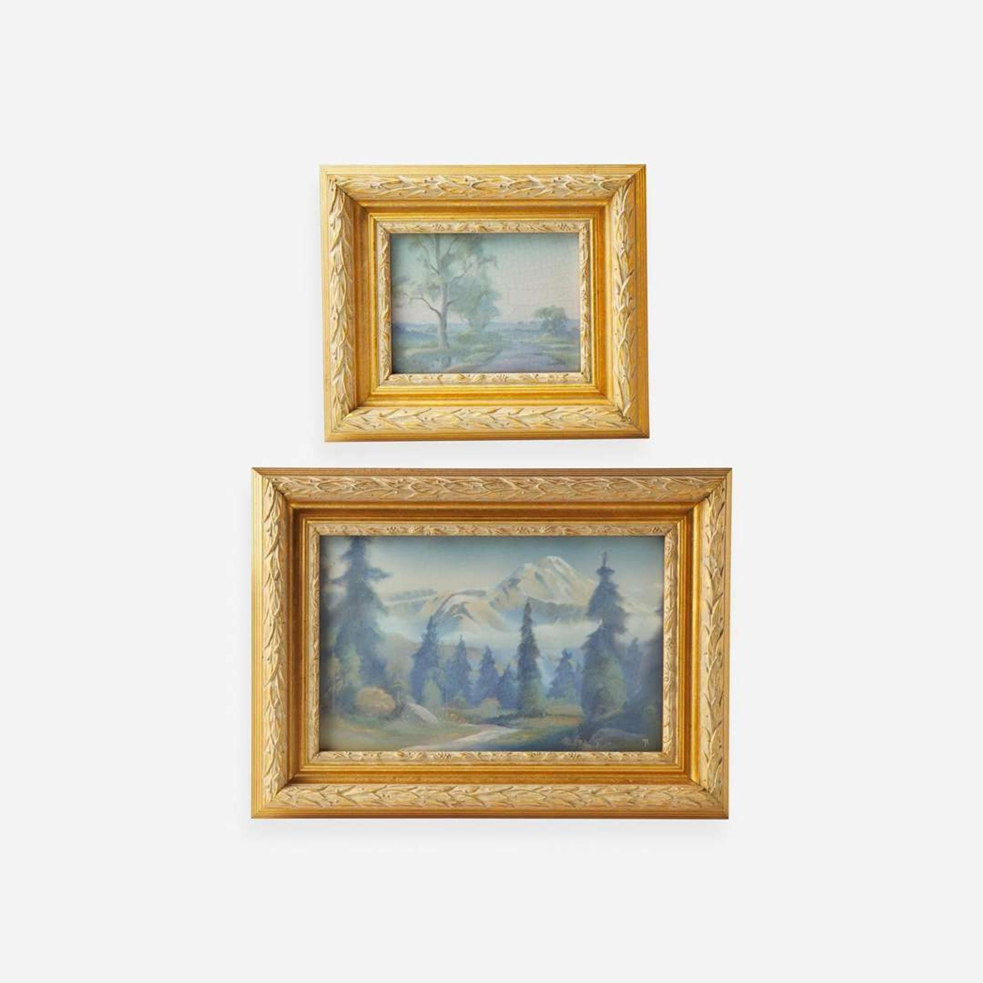 Fred Rothenbusch (American, 1876-1937) Two Scenic Vellum Plaques, Rookwood Pottery, USA, 1920 and 1924