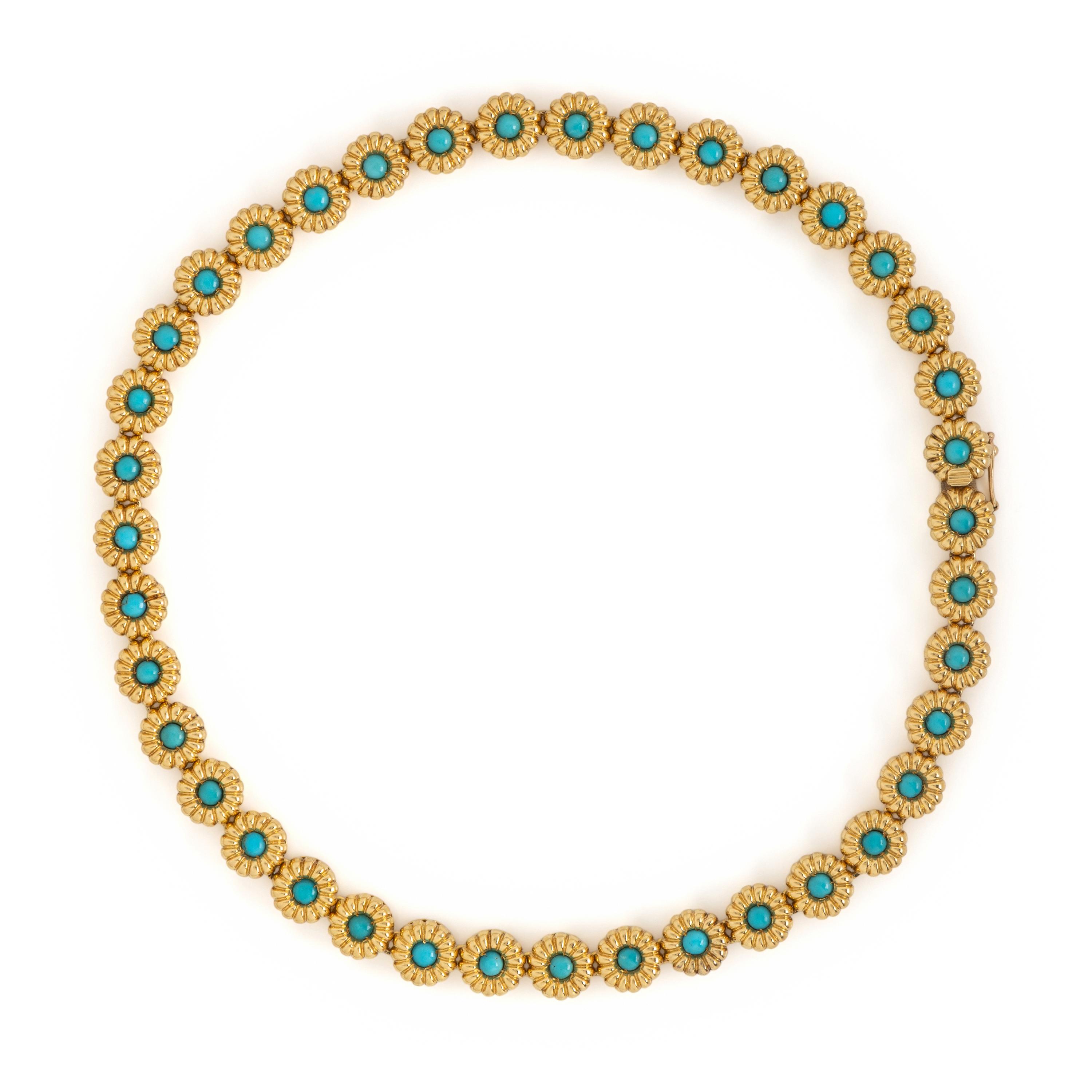 Turquoise and Yellow Gold Necklace