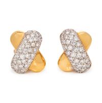 BICOLOR GOLD AND DIAMOND EARCLIPS