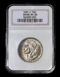 A United States 1936-D Daniel Boone Commemorative 50c Coin — NGC graded MS66