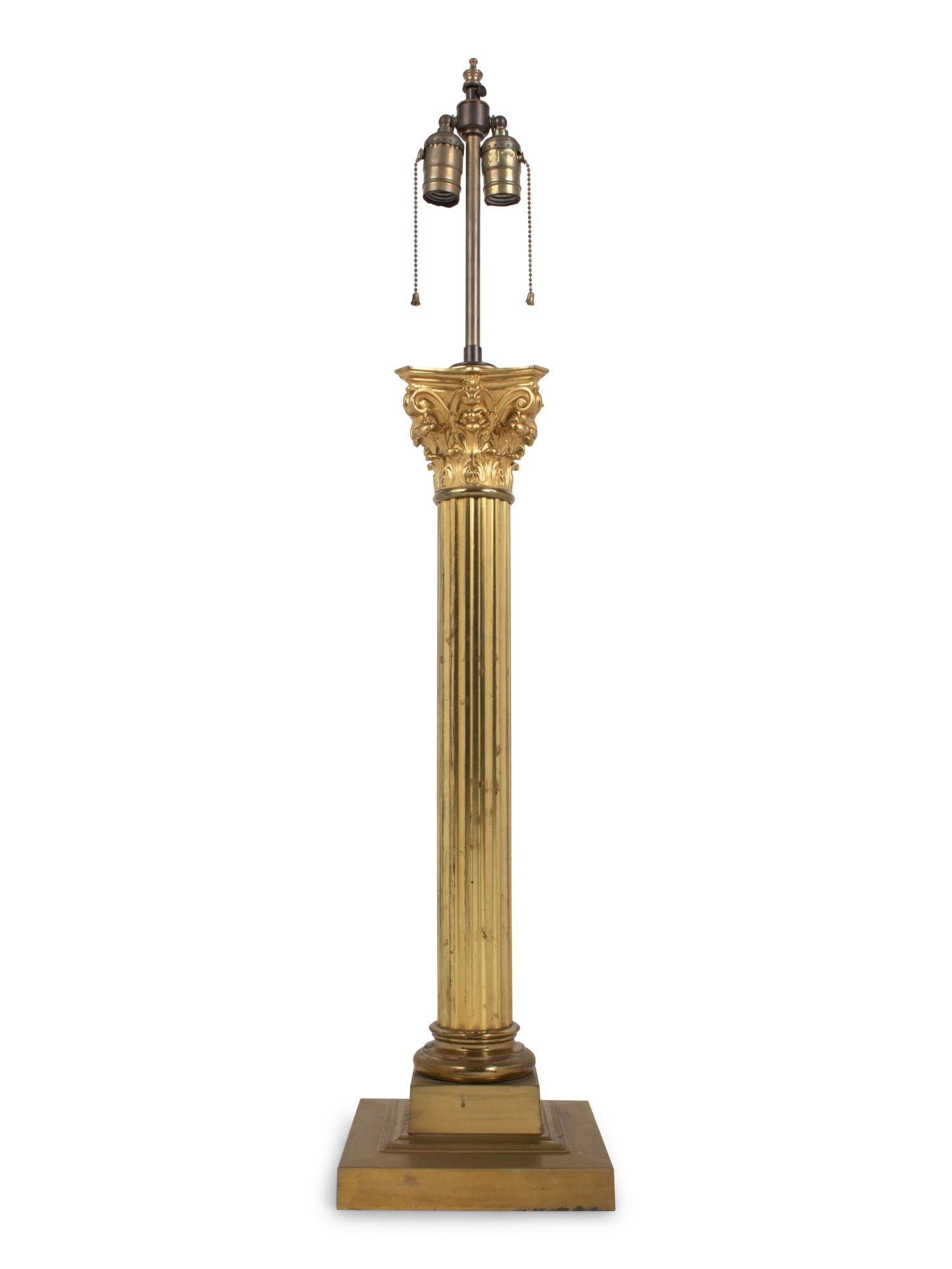A Continental Gilt Bronze Oil Lamp Converted to Electricity