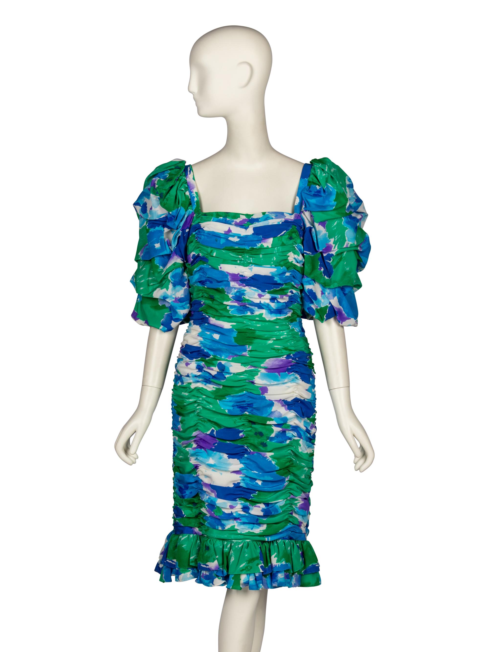 Claude Riha, Ruched Silk Dress