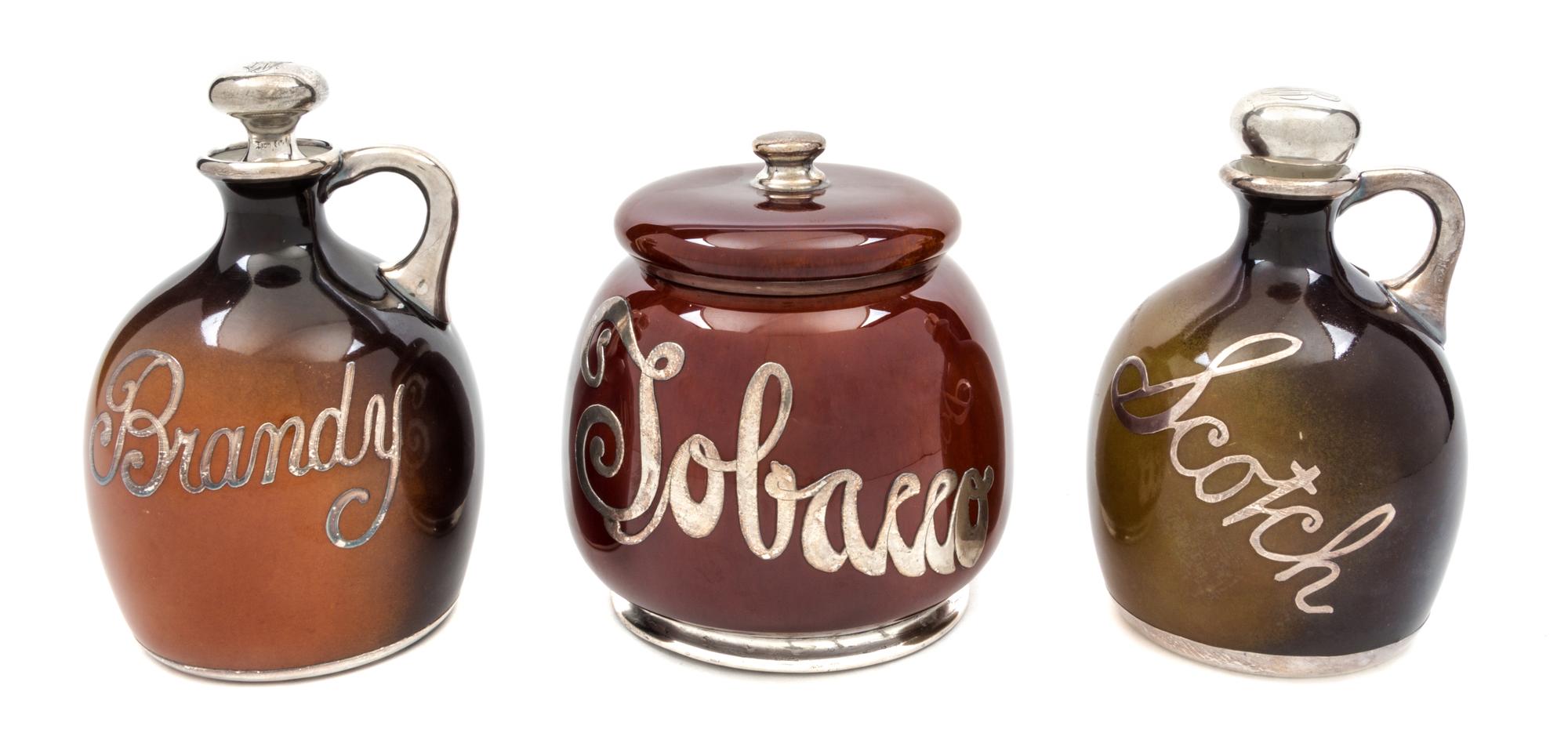 Three Lenox Silver Overlay Bar Articles Height of tallest 6 3/4 inches.