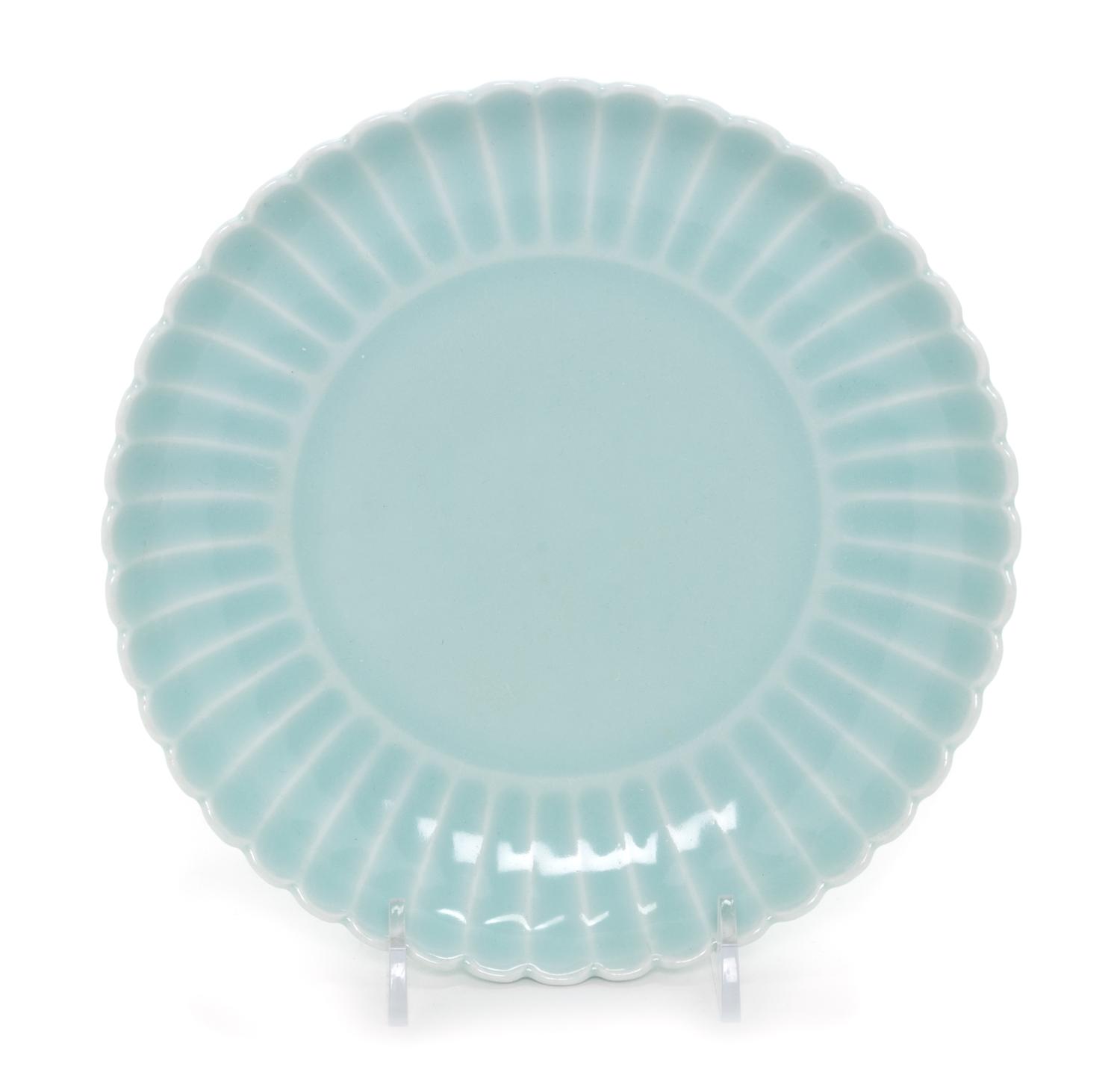 A Chinese Clair-de-Lune Glazed Porcelain 'Chrysanthemum' Plate Diameter 7 1/4 inches. — 20TH CENTURY