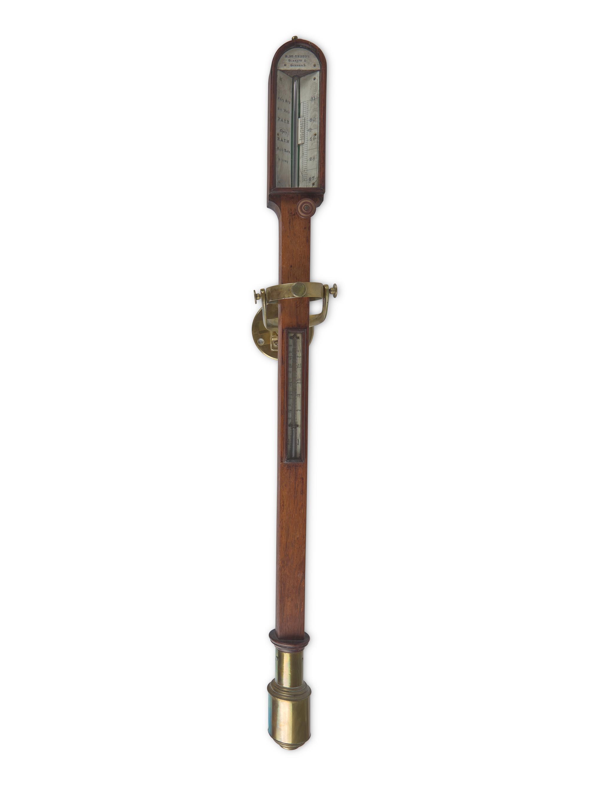 A Mahogany Gimballed Ship's Barometer, Scotland, Circa 1855