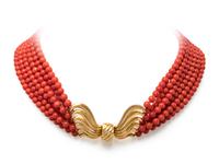 YELLOW GOLD AND CORAL CONVERTIBLE BRACELET/NECKLACE