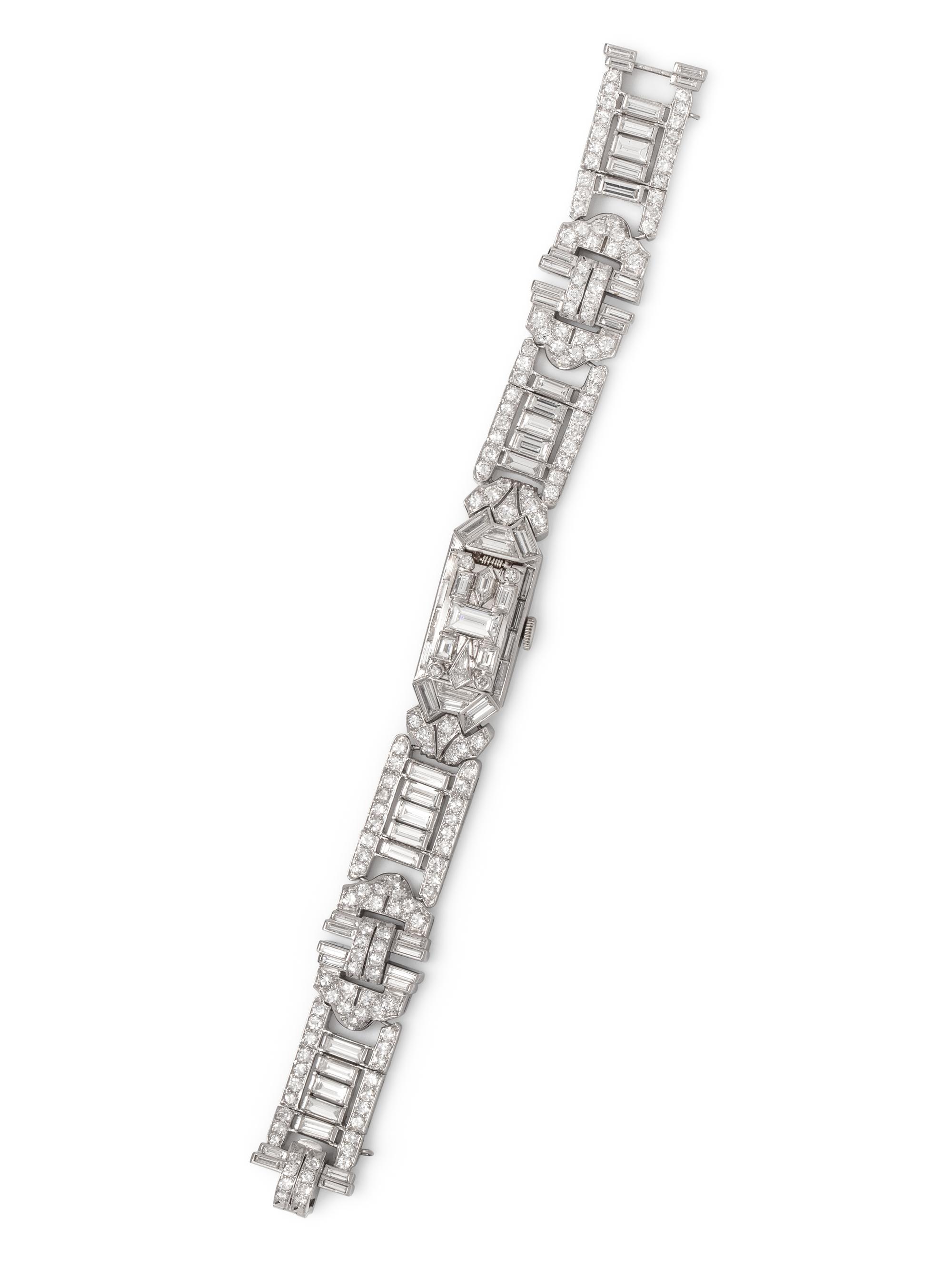 A Platinum and Diamond Surprise Wristwatch, Hamilton,