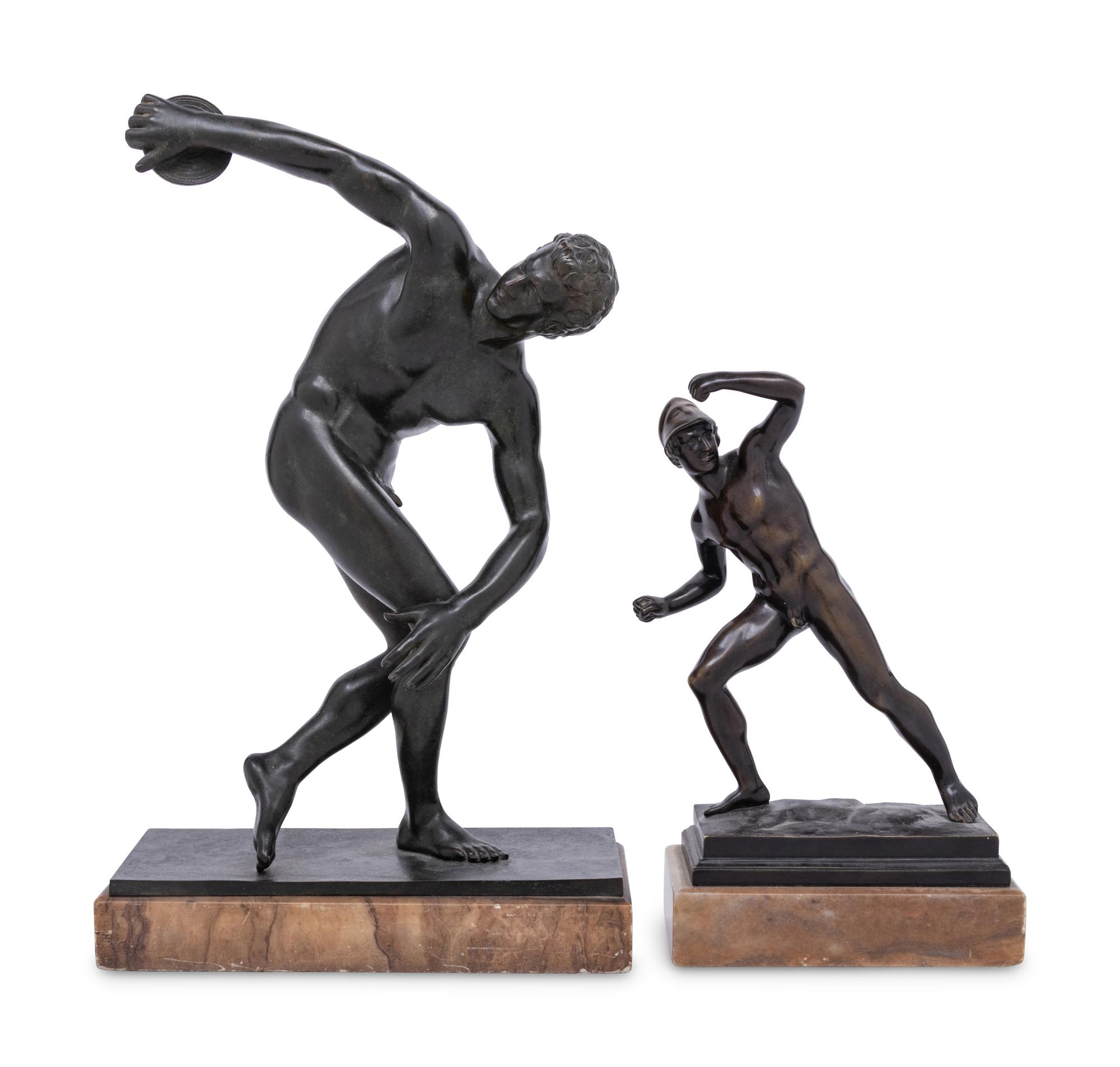 Two Bronze Figures Depicting a Discus Thrower and an Athlete