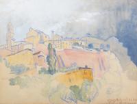 Arthur B. Davies, (American, 1862-1978), Monipulciano, 1964