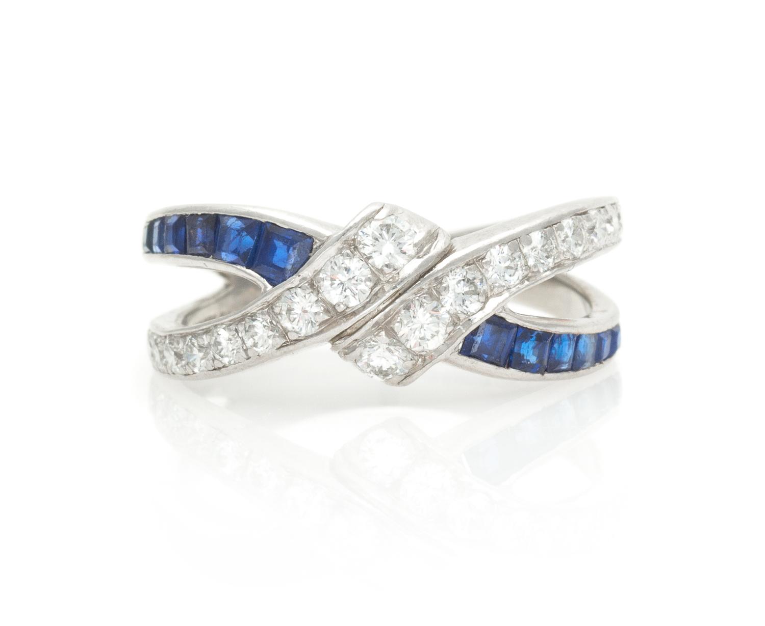 A Platinum, Sapphire and Diamond Ring, 3.20 dwts.