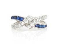 A Platinum, Sapphire and Diamond Ring, 3.20 dwts.