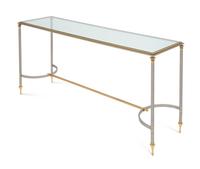 A Brass, Steel, and Glass-Top Console Table