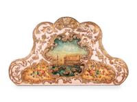 A Venetian Style Painted and Parcel Gilt Transom Panel