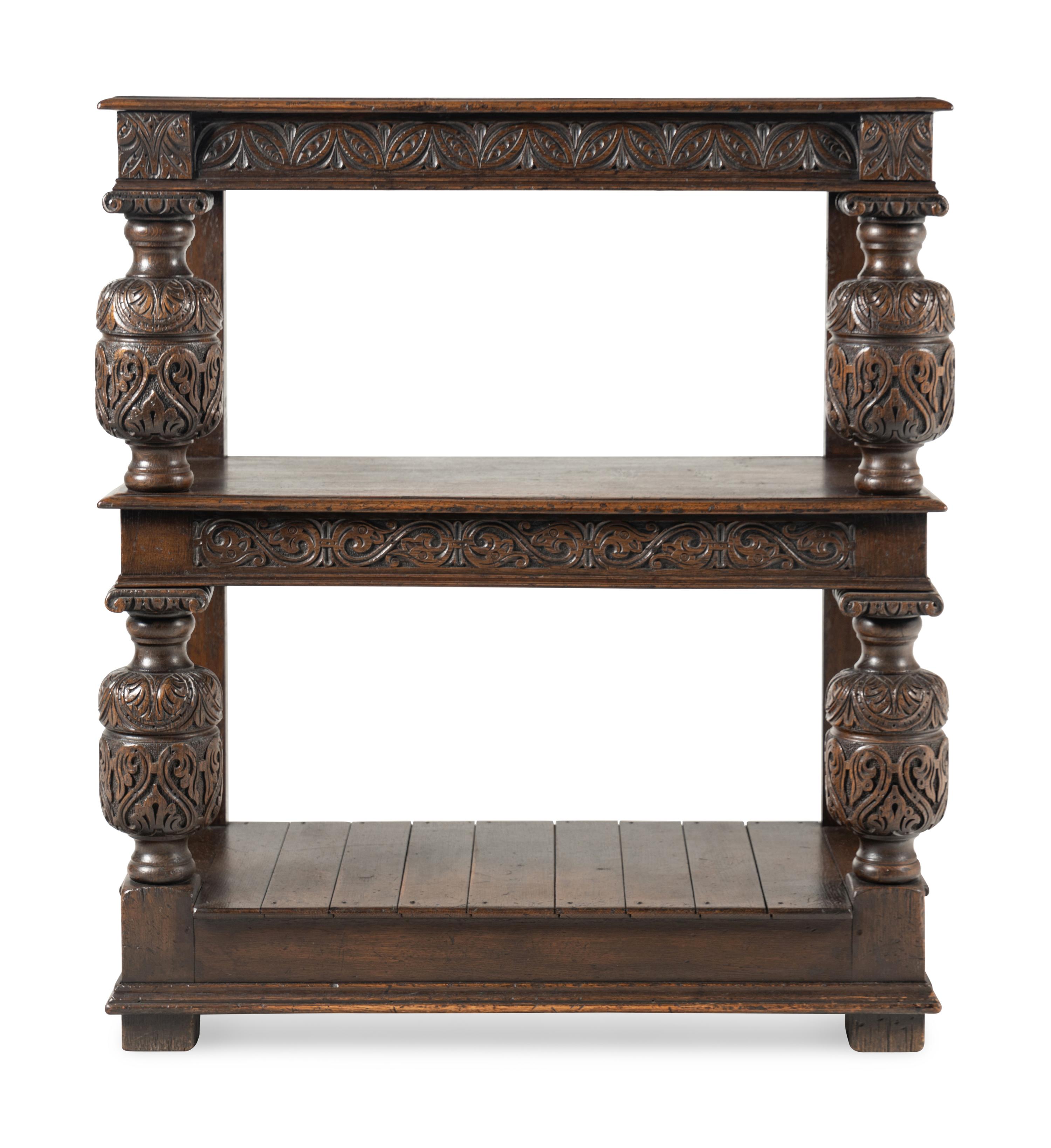 A Jacobean Style Carved Oak Two-Tier Server